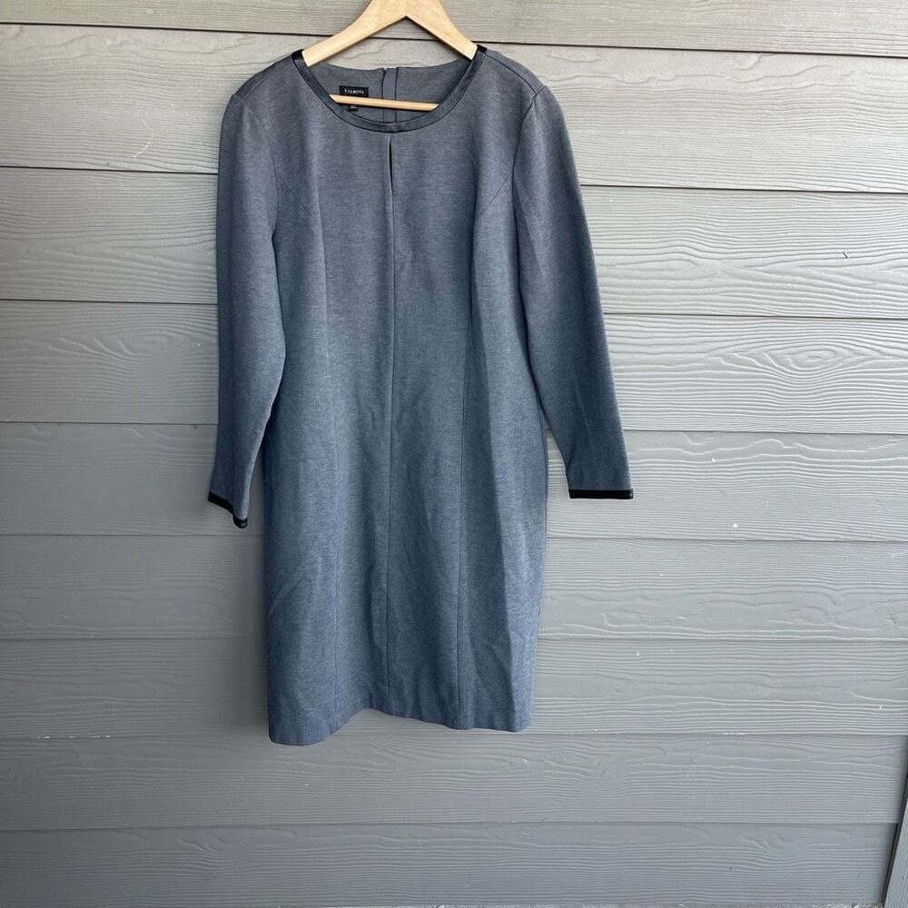 Talbots sheath vegan leather trim dress